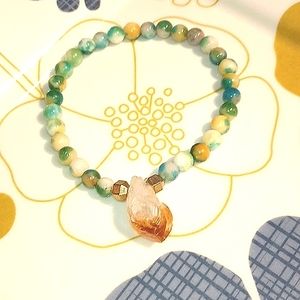 INDIGO HEALS 6MM MIX GREEN SEMIPRECIOUS STONES AGATE BRACELET